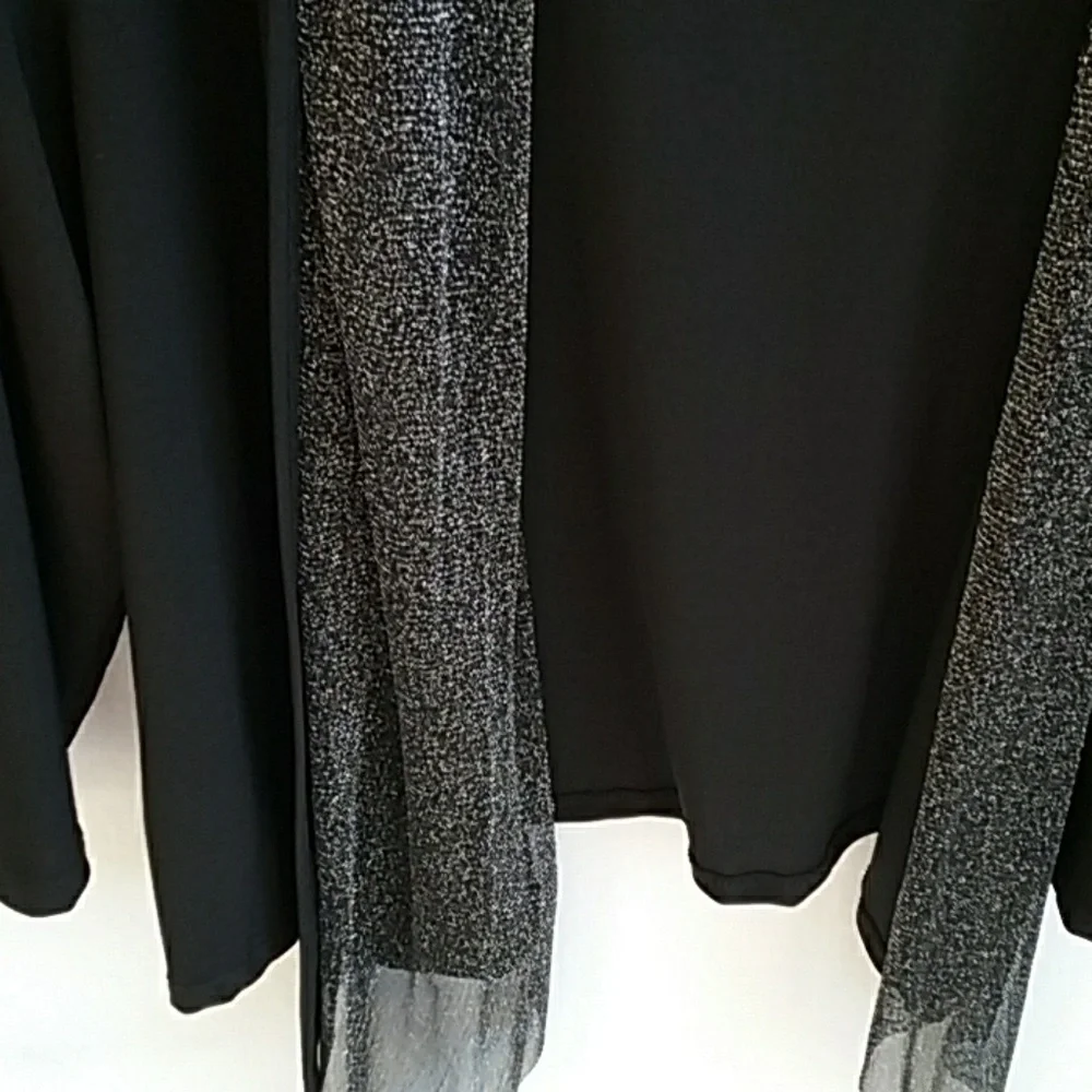 Womens black & silver dressy open collared jacket size M - Picture 2 of 4